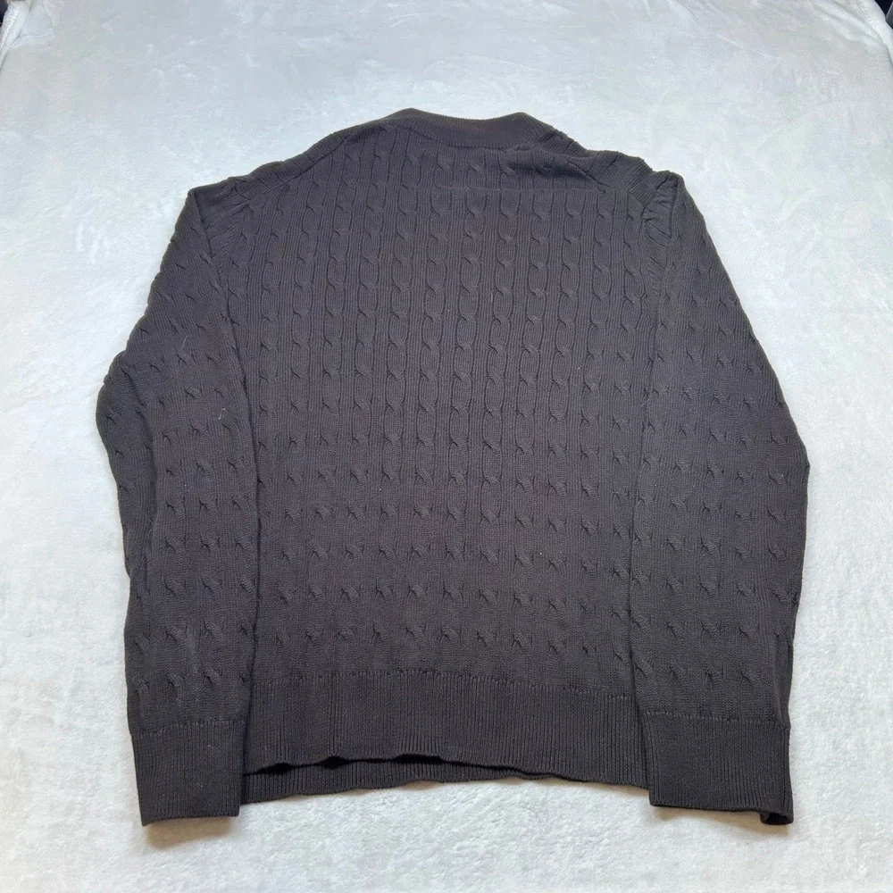Banana Republic Cable Knit Sweater Mens 2XL Brown Chunky 1/4 Zip Pullover Cotton